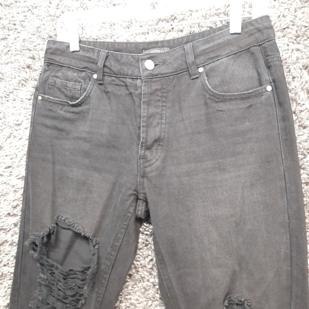 AFRM Jeans Women 25 Black Distressed Ripped Ankle‎ Button Fly Denim Pants